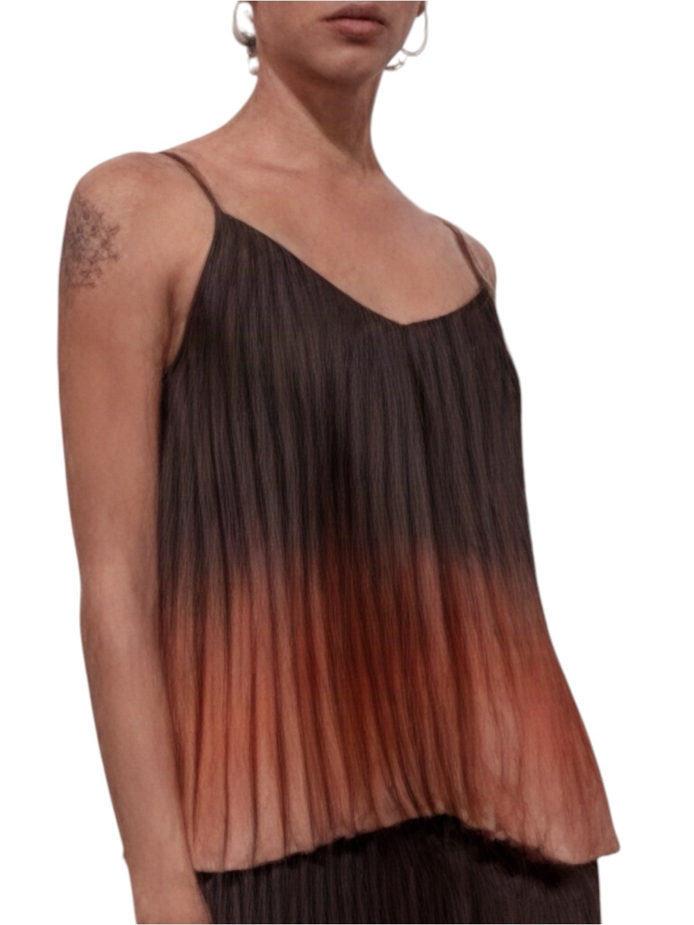 Banana Republic Brown/Orange Ombre Pleated Camisole